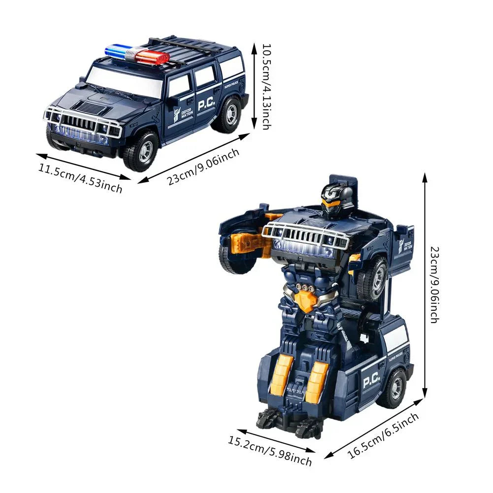 RoboCar – Coche de policía 2 en 1 y robot con luz y sonido