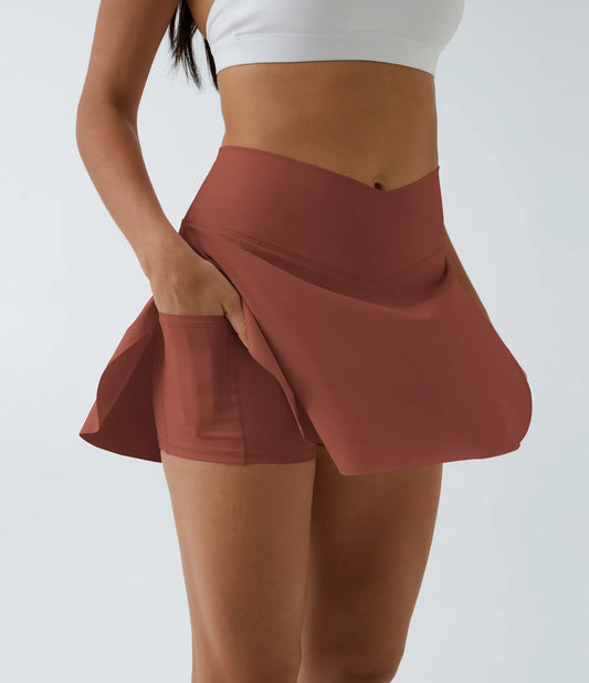 SOFTLYZERO LUCHTIGE ROK – Langer, luchtiger 2-in-1 sportrok met crossover tailleband & zijzak