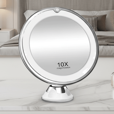 DETAILBLICK – Miroir de maquillage LED 10x pour une beauté précise