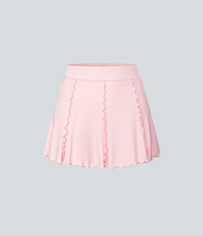 RIBBEDKNIT - Feminine 2-in-1 tennis skirt with playful flounce hem