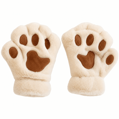 PAWLETTA – Mitaines en peluche à motif de pattes de chat