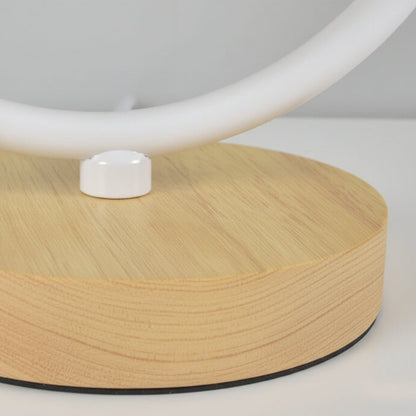 FABRILUX – Lámpara de mesa de tela con acentos de madera y luz cálida
