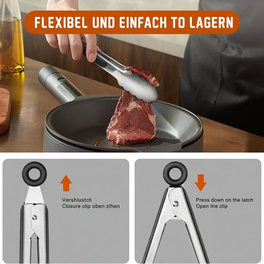 HAUSGOLD - Hoogwaardige grill- en keukentang van roestvrij staal met siliconen handgreep 22,86 cm & 30,48 cm