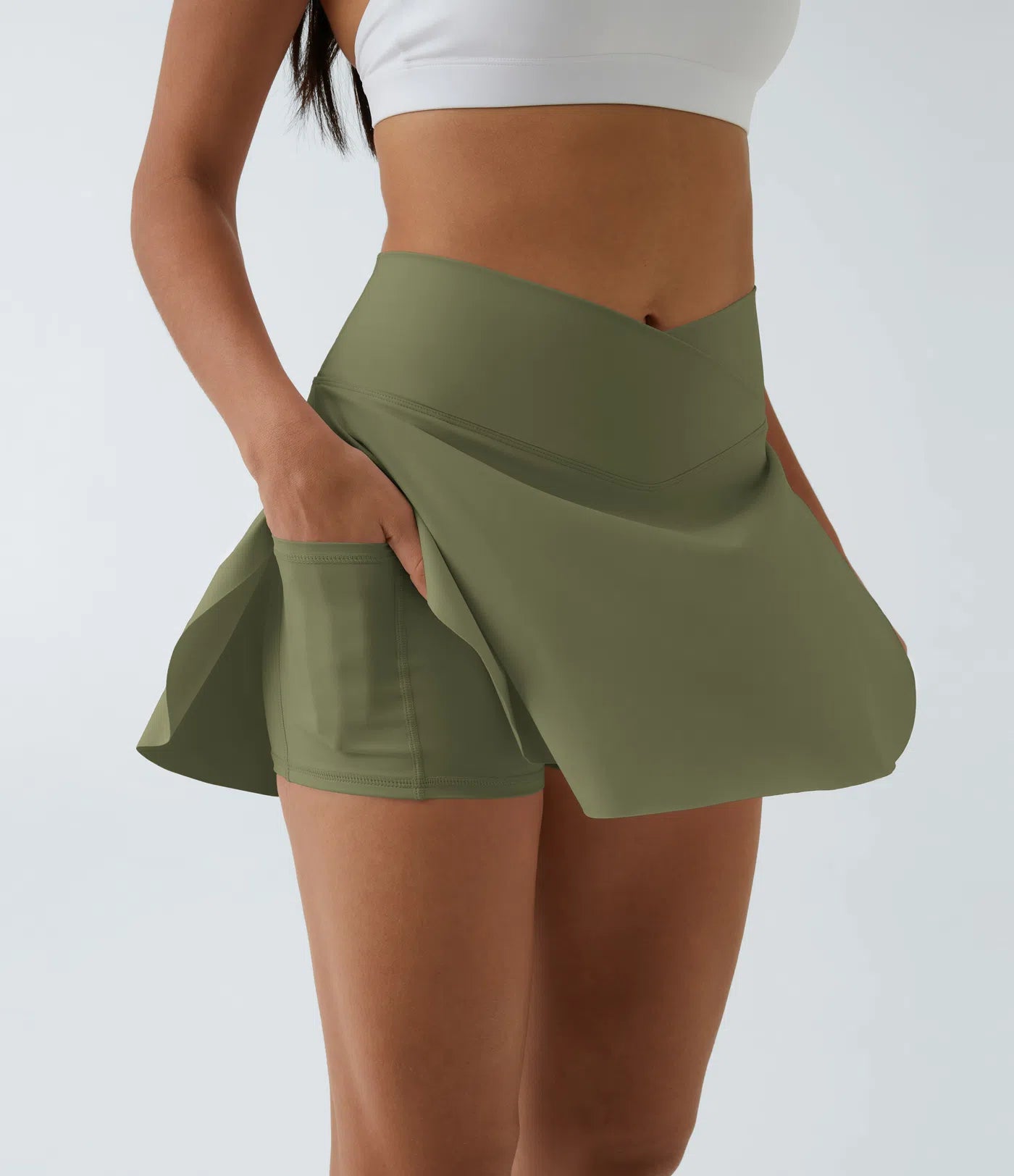 SOFTLYZERO LUCHTIGE ROK – Langer, luchtiger 2-in-1 sportrok met crossover tailleband & zijzak