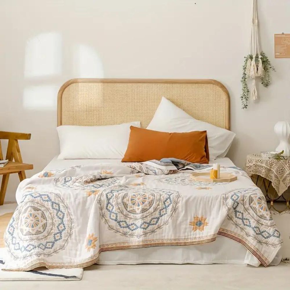 MANDALORA – Manta de algodón con estampado de mandala boho