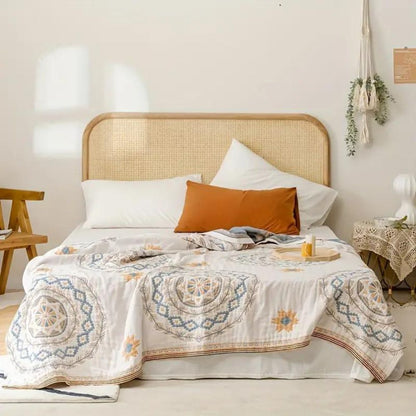 MANDALORA – Manta de algodón con estampado de mandala boho