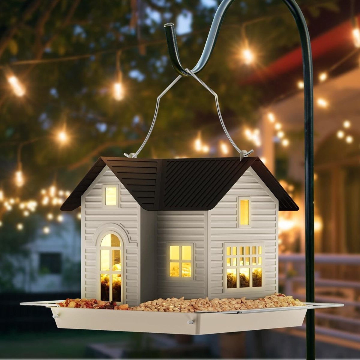 SOLARPERCH – Casa para pájaros decorativa con luz LED para jardines con ambiente