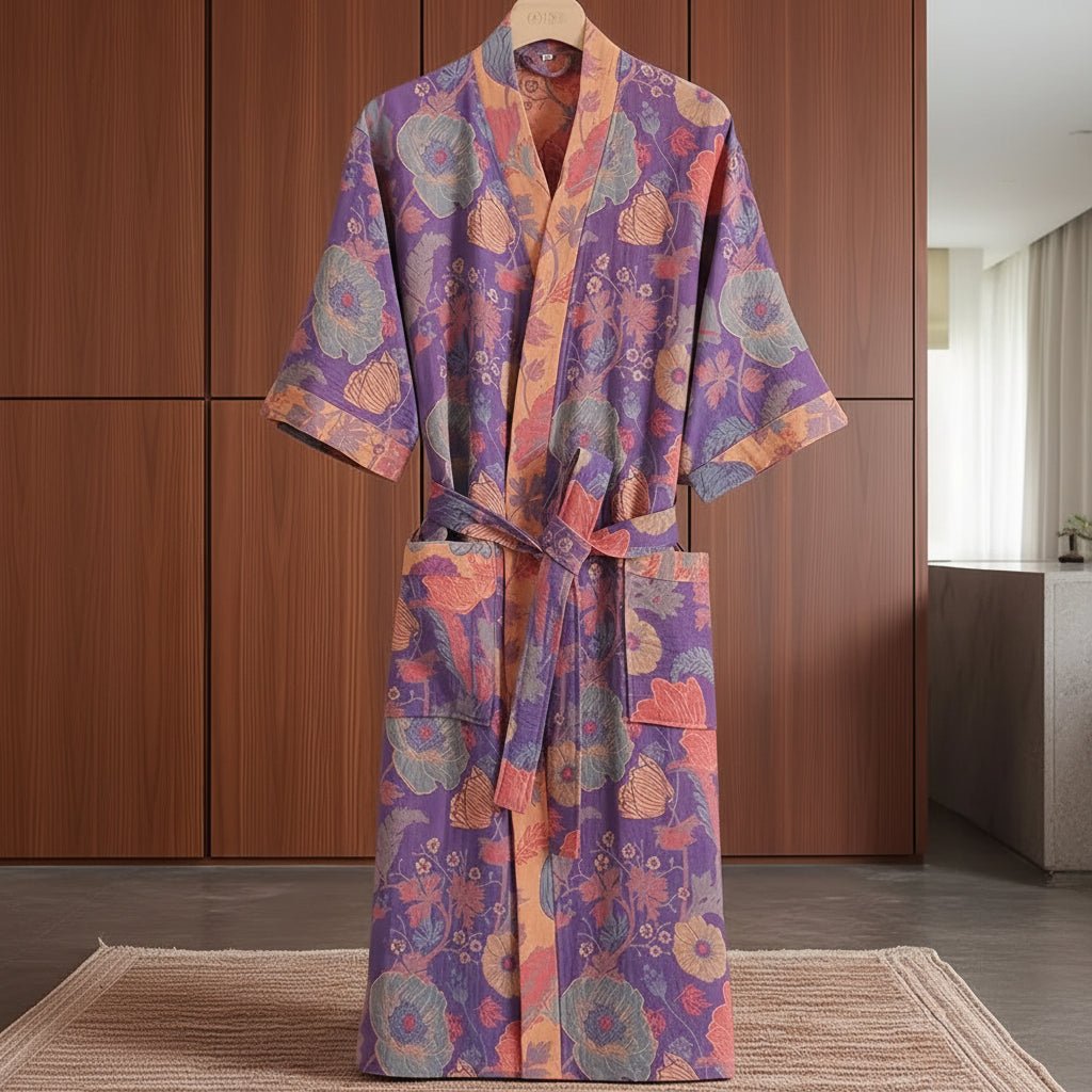 LEAFKIMONO – Accappatoio kimono reversibile in cotone per un comfort naturale