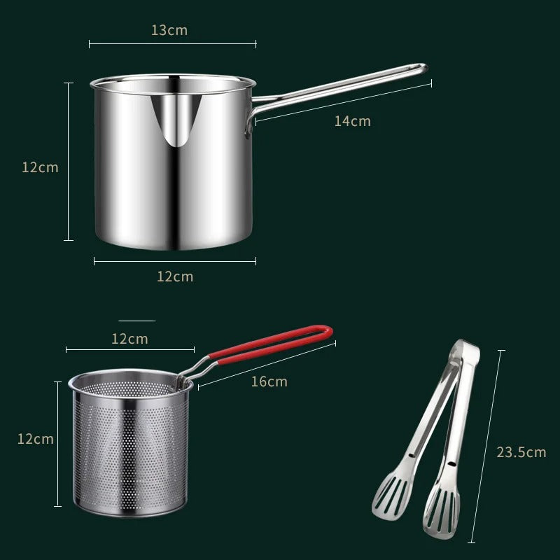 SmartFry Pot - Stainless steel deep fryer with anti-scald handle & oil-saving design