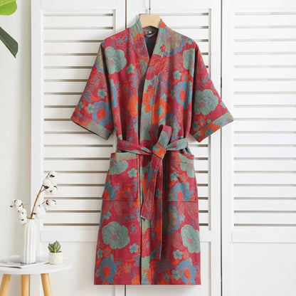 LEAFKIMONO – Accappatoio kimono reversibile in cotone per un comfort naturale