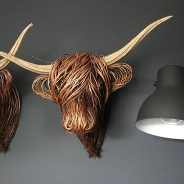 Highland Art – Decorazione da parete rustica a forma di testa di mucca per una casa unica