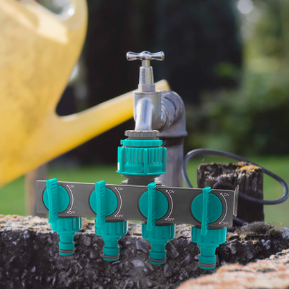 Premium 4-way garden hose distributor - Adjustable tap adapter