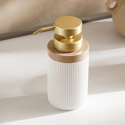 CERAVIA – Set bagno bianco con portasapone, dispenser e bicchiere per una decorazione elegante del bagno