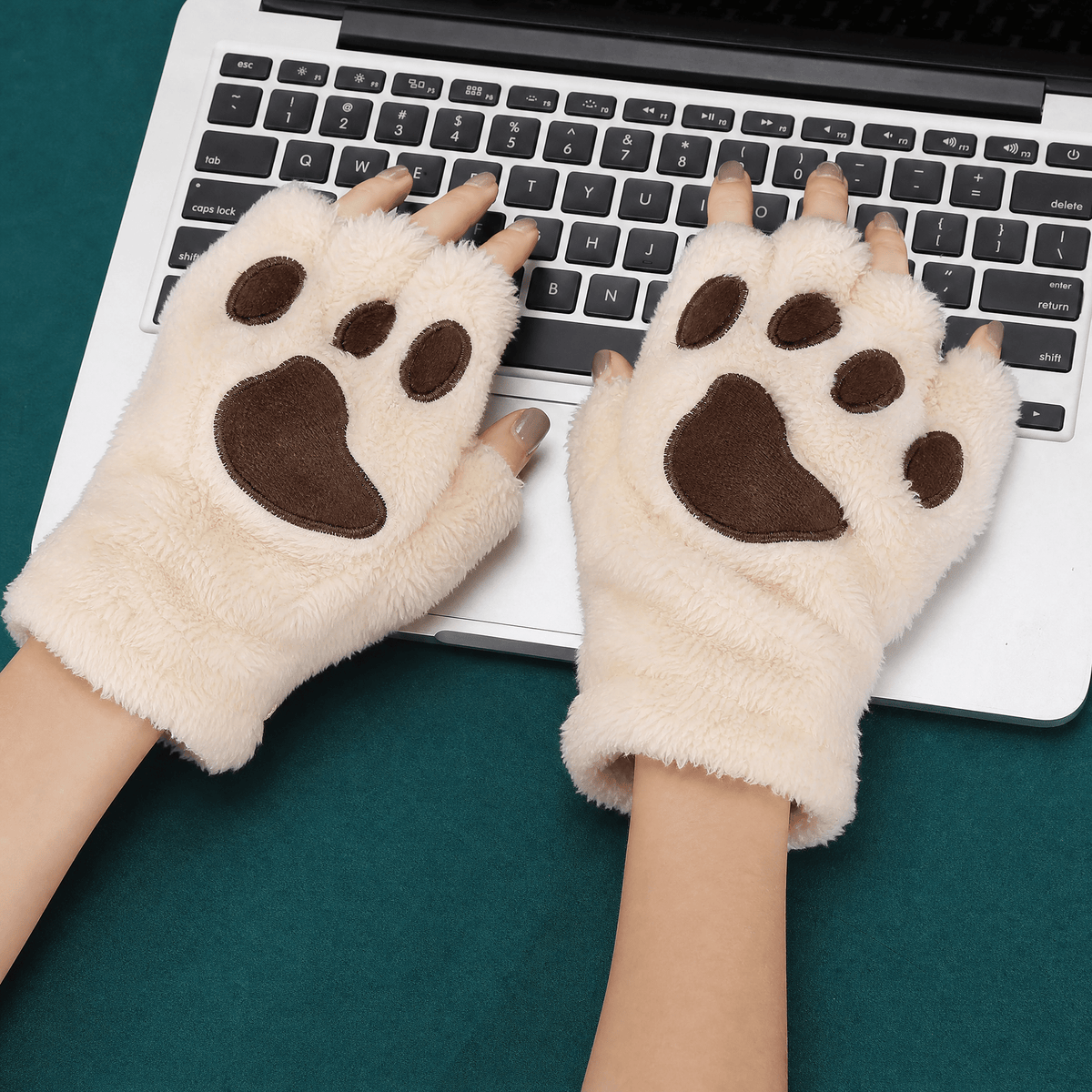 PAWLETTA – Mitaines en peluche à motif de pattes de chat