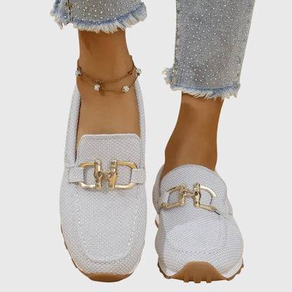 SERELLA – Elegante Damen-Loafer mit goldfarbener Zierschnalle