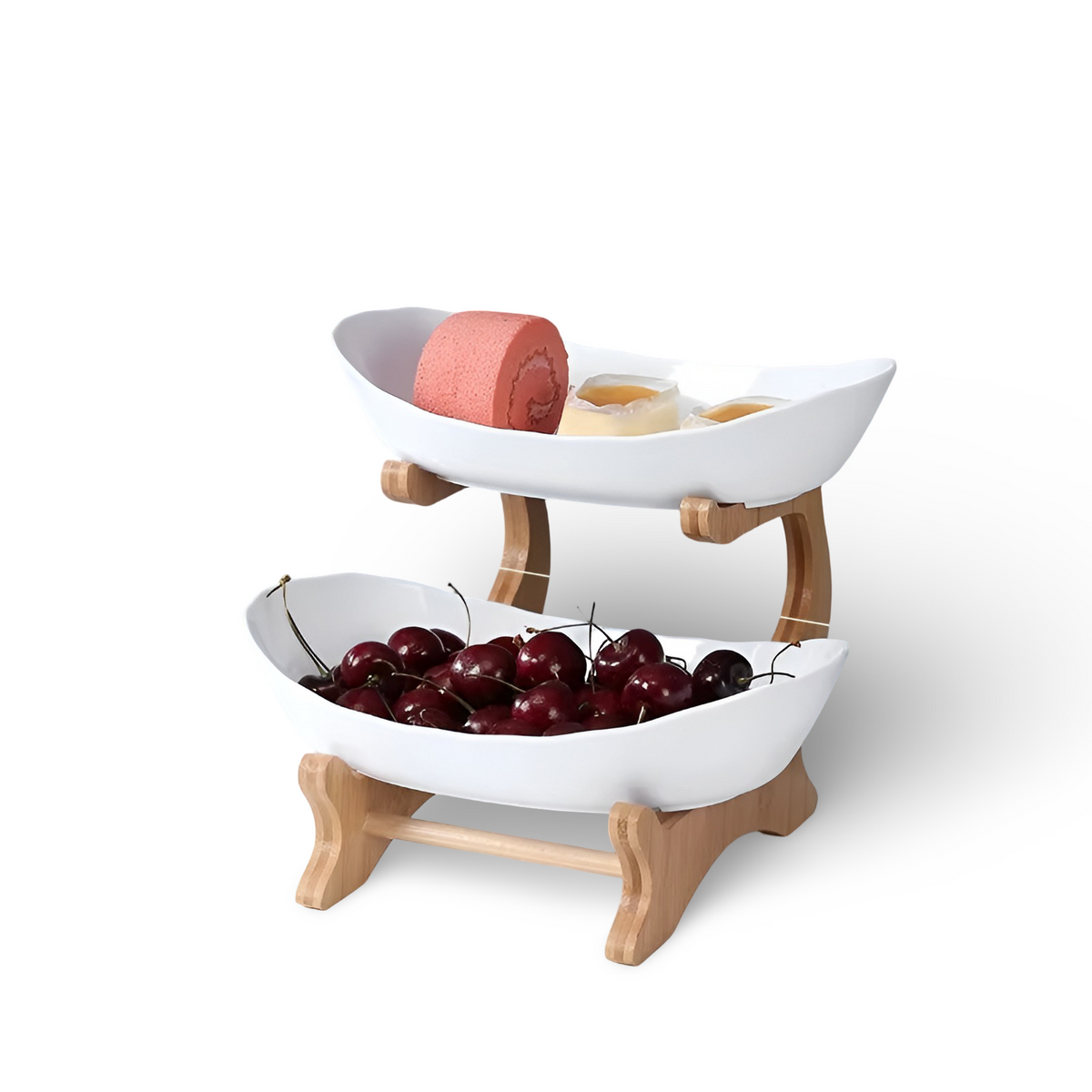 OAKMONT – Corbeille à fruits en bois à trois étages avec bols