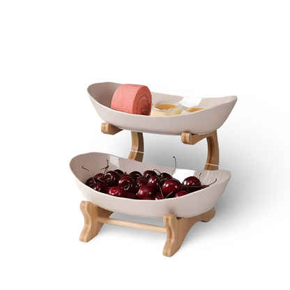 OAKMONT – Corbeille à fruits en bois à trois étages avec bols