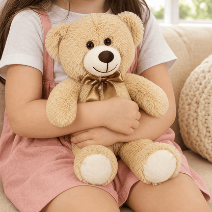 AMORETTA – Stuffed teddy bear or puppy with satin bow