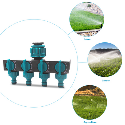 Premium 4-way garden hose distributor - Adjustable tap adapter