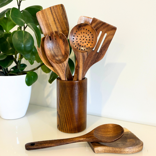 EcoTeak – Set de utensilios de cocina de madera sostenible