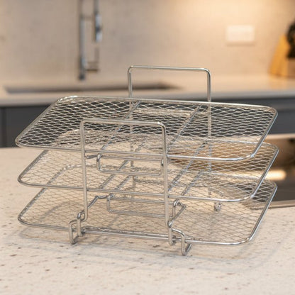 STACKCRISP – Stainless Steel Airfryer Rack with 3 Levels for Better Air Circulation
