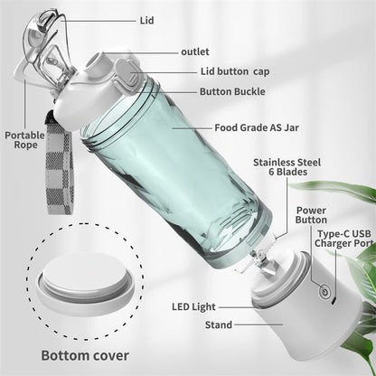 Tragbarer Mixer - Blendjuicer Pro Mit 4000 mAh Akku Für Gesunde Smoothies Unterwegs-6