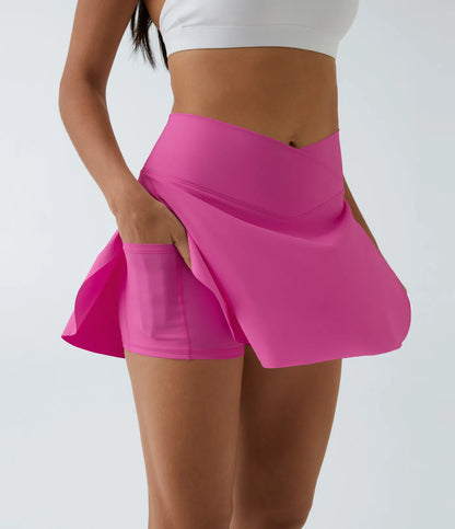 SOFTLYZERO LUCHTIGE ROK – Langer, luchtiger 2-in-1 sportrok met crossover tailleband & zijzak