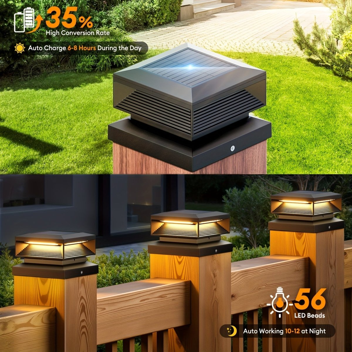 SHINEFLOW – Dekorative Solar Pfostenbeleuchtung für Terrasse & Deck