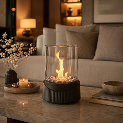 COSYFLAME – Modern Table Fireplace with Real Flames & Smoke-Free Bioethanol Fueling