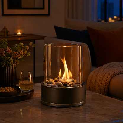 COSYFLAME – Modern Table Fireplace with Real Flames & Smoke-Free Bioethanol Fueling