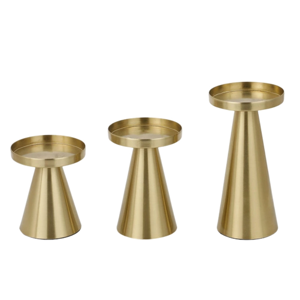 AUREVIA – Set de bougeoirs à l’aspect laiton brossé