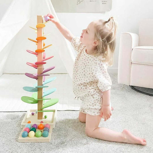 Houten marmeren toren - interactief zintuiglijk speelgoed voor de ontwikkeling van kinderen