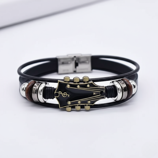 MUSIKSTRUM – Leather Bracelet with Guitar-Inspired Design