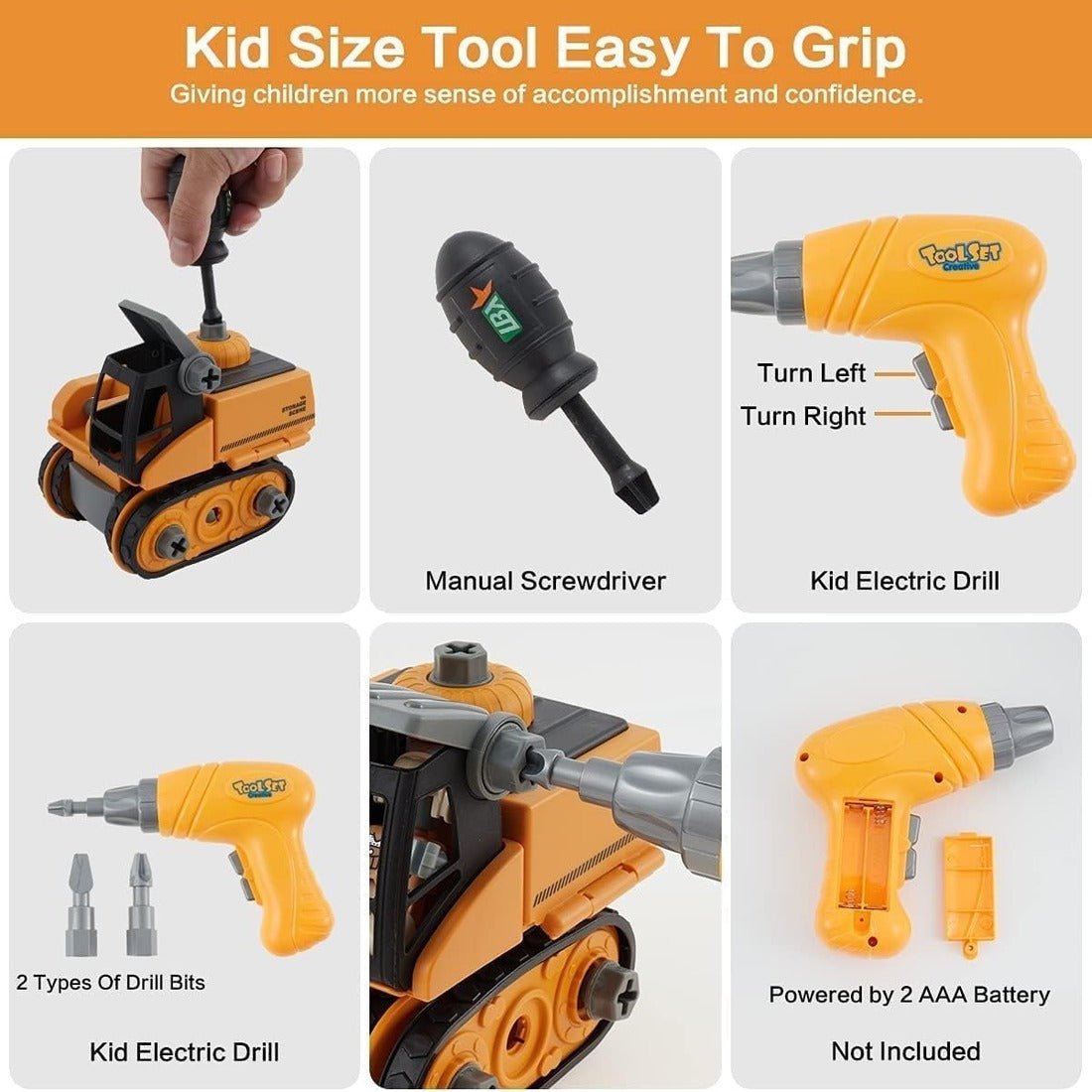 BUILDTRIQ – Elektrisches Ingenieur-Bauset für Kinder mit Schraubwerkzeug und Fahrzeugteilen