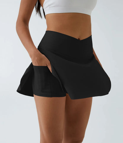 SOFTLYZERO LUCHTIGE ROK – Langer, luchtiger 2-in-1 sportrok met crossover tailleband & zijzak