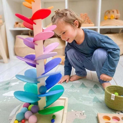 Holz-Marmor-Turm - Interaktives Sinnes-Spielzeug für Kinderentwicklung