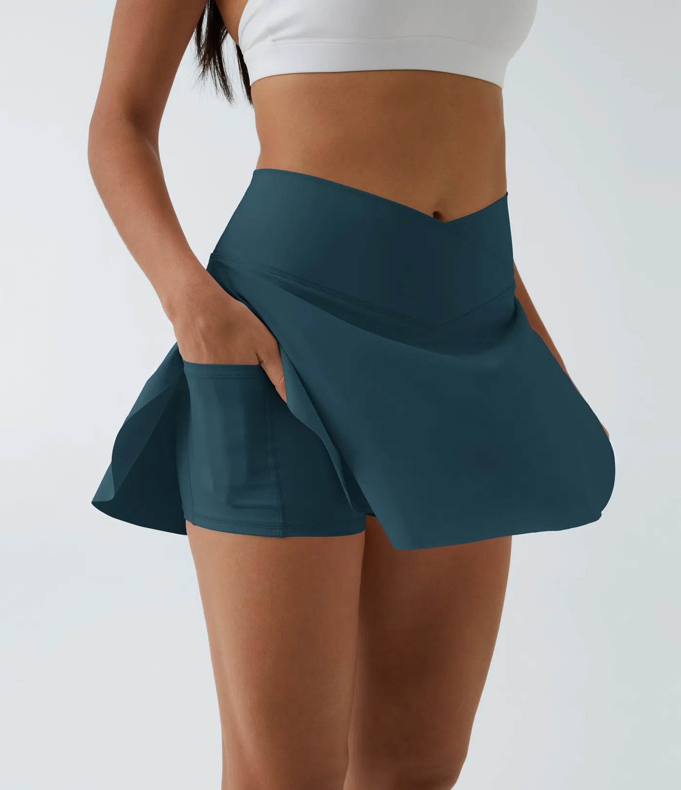 SOFTLYZERO LUCHTIGE ROK – Langer, luchtiger 2-in-1 sportrok met crossover tailleband & zijzak