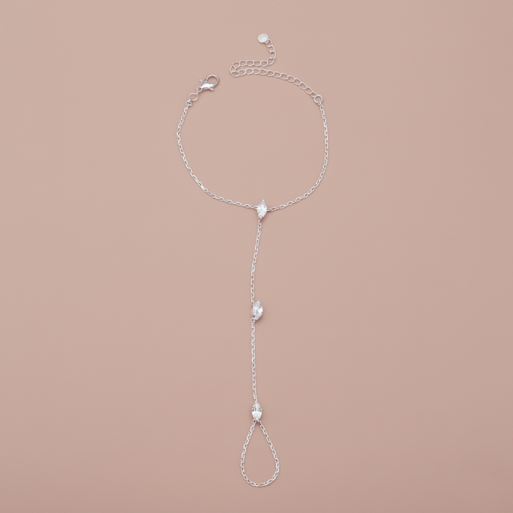 RAYLISS – Pulsera ajustable de anillo para dedo de acero inoxidable con cristales