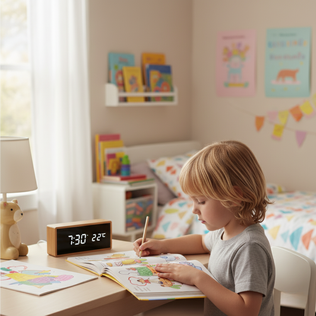 TIMBORA – Minimalistischer LED-Bambus-Wecker mit Temperaturanzeige