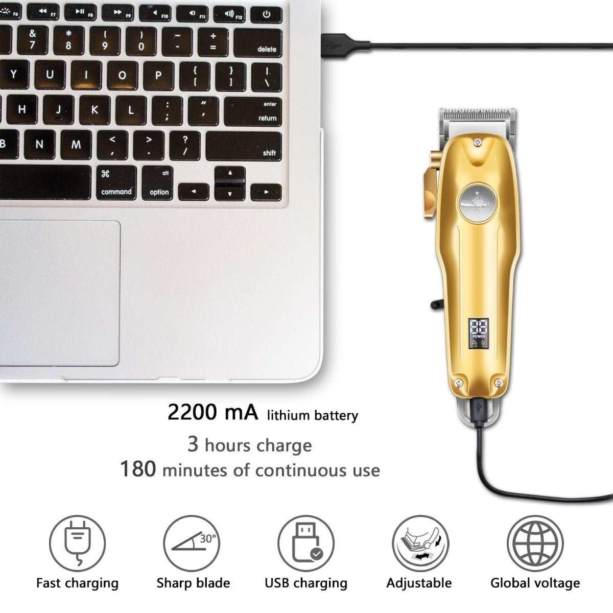 LuxCut – Tondeuse sans fil avec affichage LED pour un coiffage précis