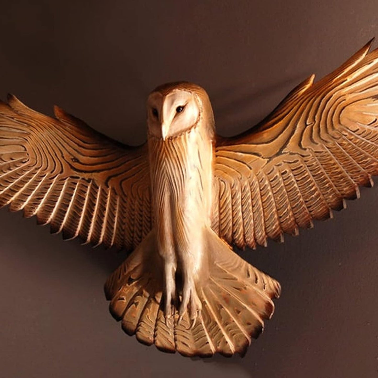 RUSTICOWL – Arte da parete con civette dal volto bianco in legno massiccio con finitura artigianale