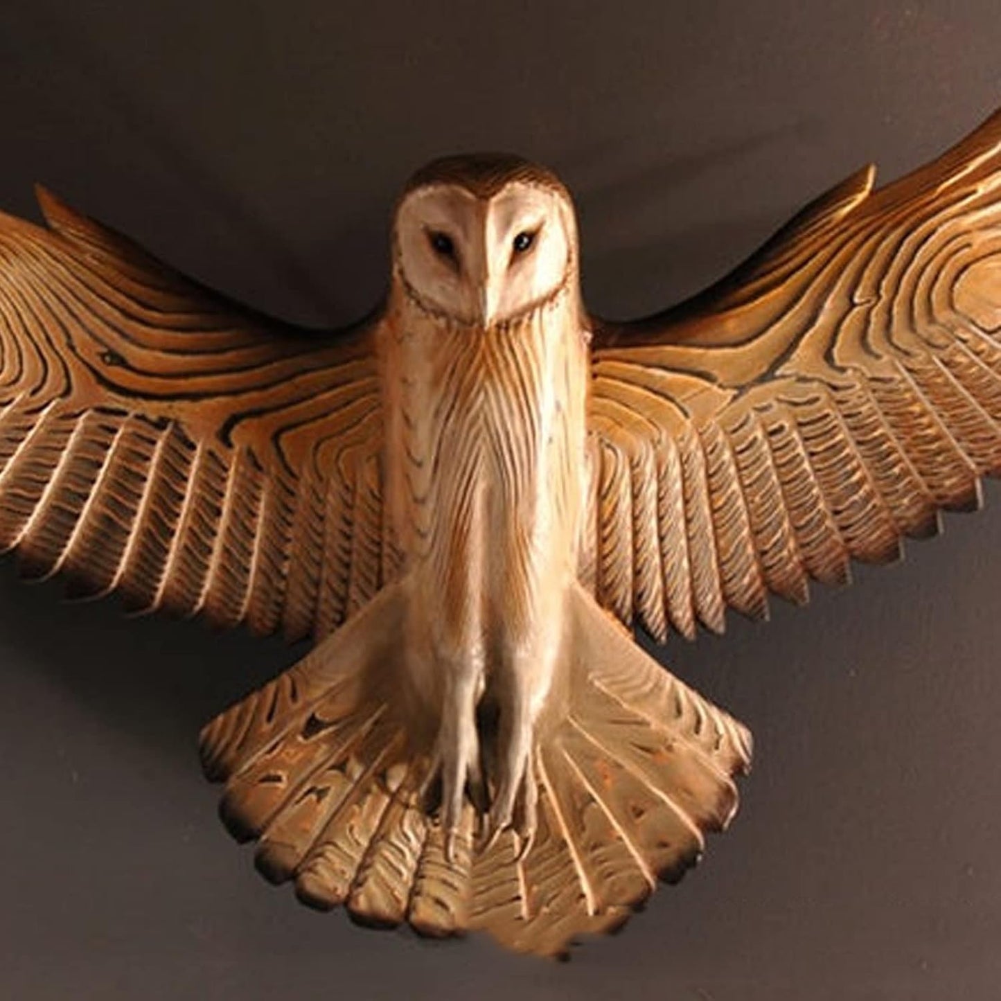 RUSTICOWL – Arte da parete con civette dal volto bianco in legno massiccio con finitura artigianale