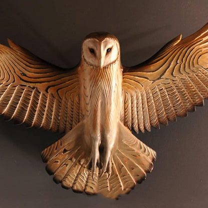 RUSTICOWL – Arte da parete con civette dal volto bianco in legno massiccio con finitura artigianale