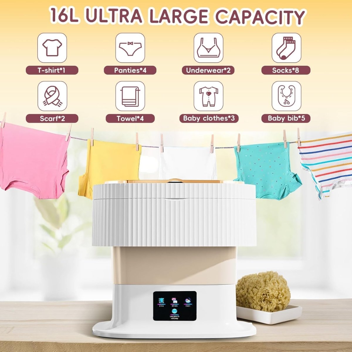 WASHNEST – Intelligente faltbare 11L Mini-Waschmaschine für Reisen und kleine Haushalte