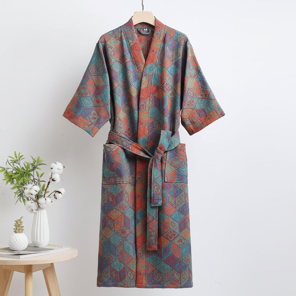 LEAFKIMONO – Accappatoio kimono reversibile in cotone per un comfort naturale