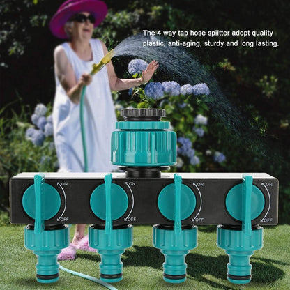 Premium 4-way garden hose distributor - Adjustable tap adapter