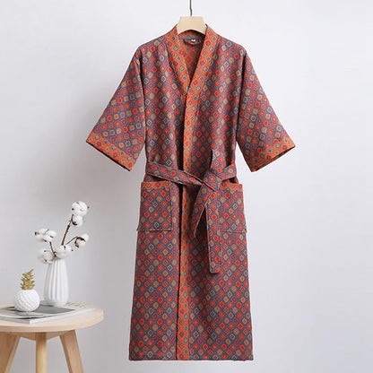 LEAFKIMONO – Accappatoio kimono reversibile in cotone per un comfort naturale