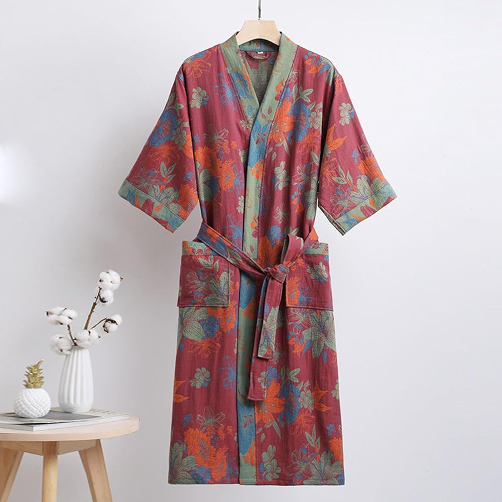 LEAFKIMONO – Accappatoio kimono reversibile in cotone per un comfort naturale