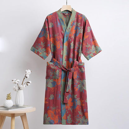 LEAFKIMONO – Accappatoio kimono reversibile in cotone per un comfort naturale