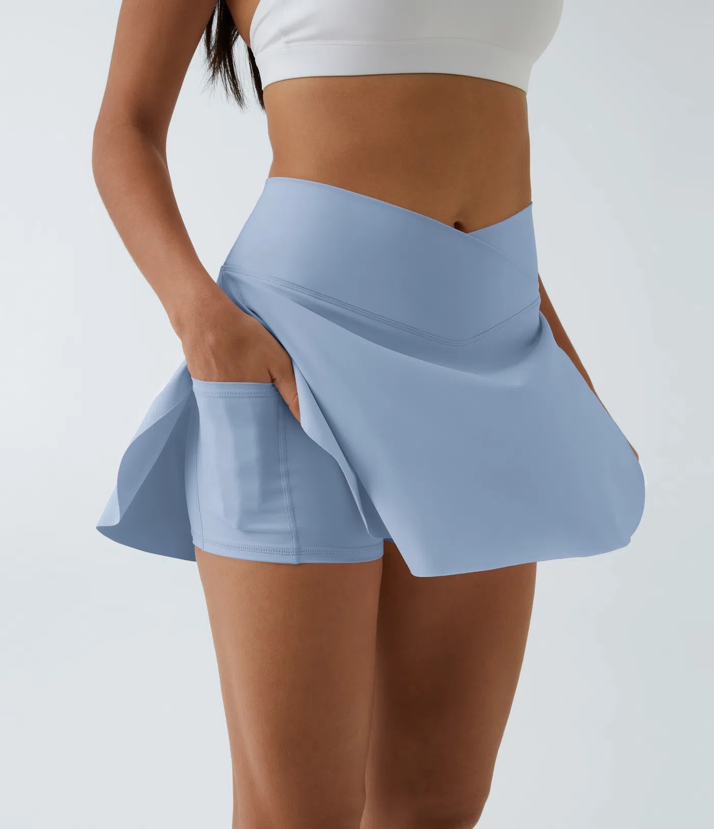 SOFTLYZERO LUCHTIGE ROK – Langer, luchtiger 2-in-1 sportrok met crossover tailleband & zijzak